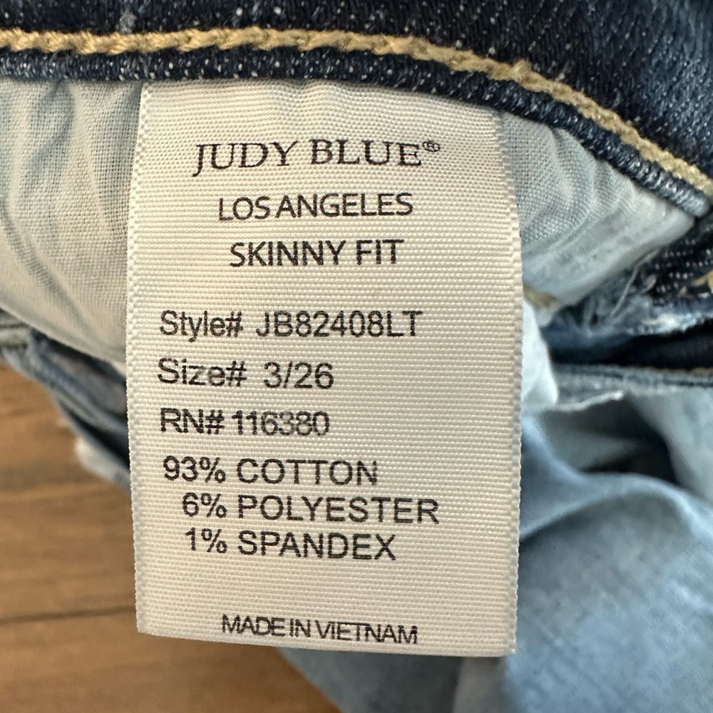 Judy Blue Skinny Fit Classic Denim Jeans Size 3/26 - Picture 6 of 6